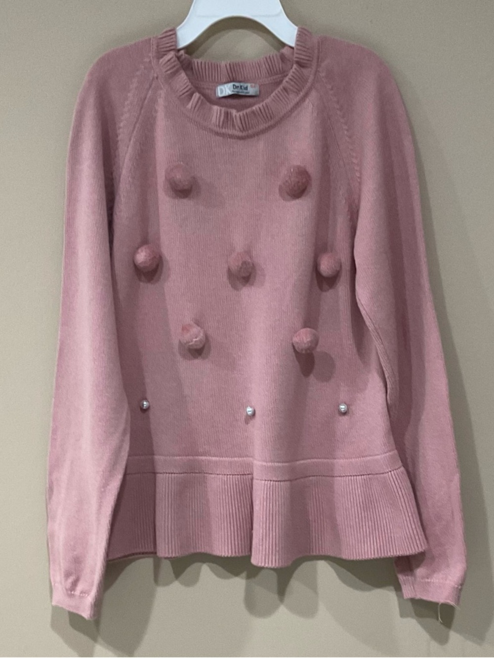🌼🌼Dr. Kid Girl’s Dust Rose Cotton/Wool Blend Adorned Sweater, Size 10